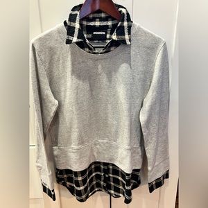 Monrow Plaid Double Layer Sweatshirt